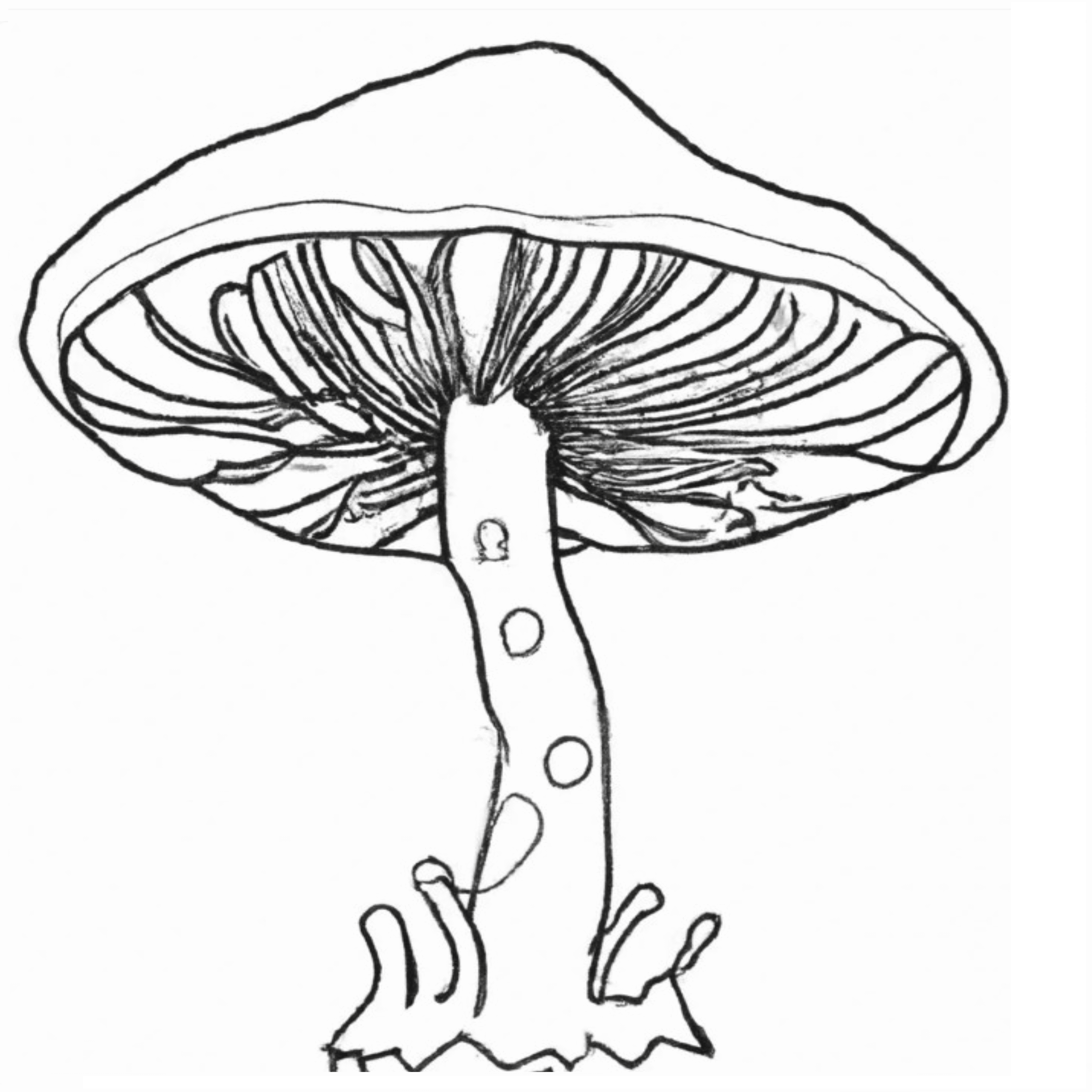 Line drawing of a magic mushroom