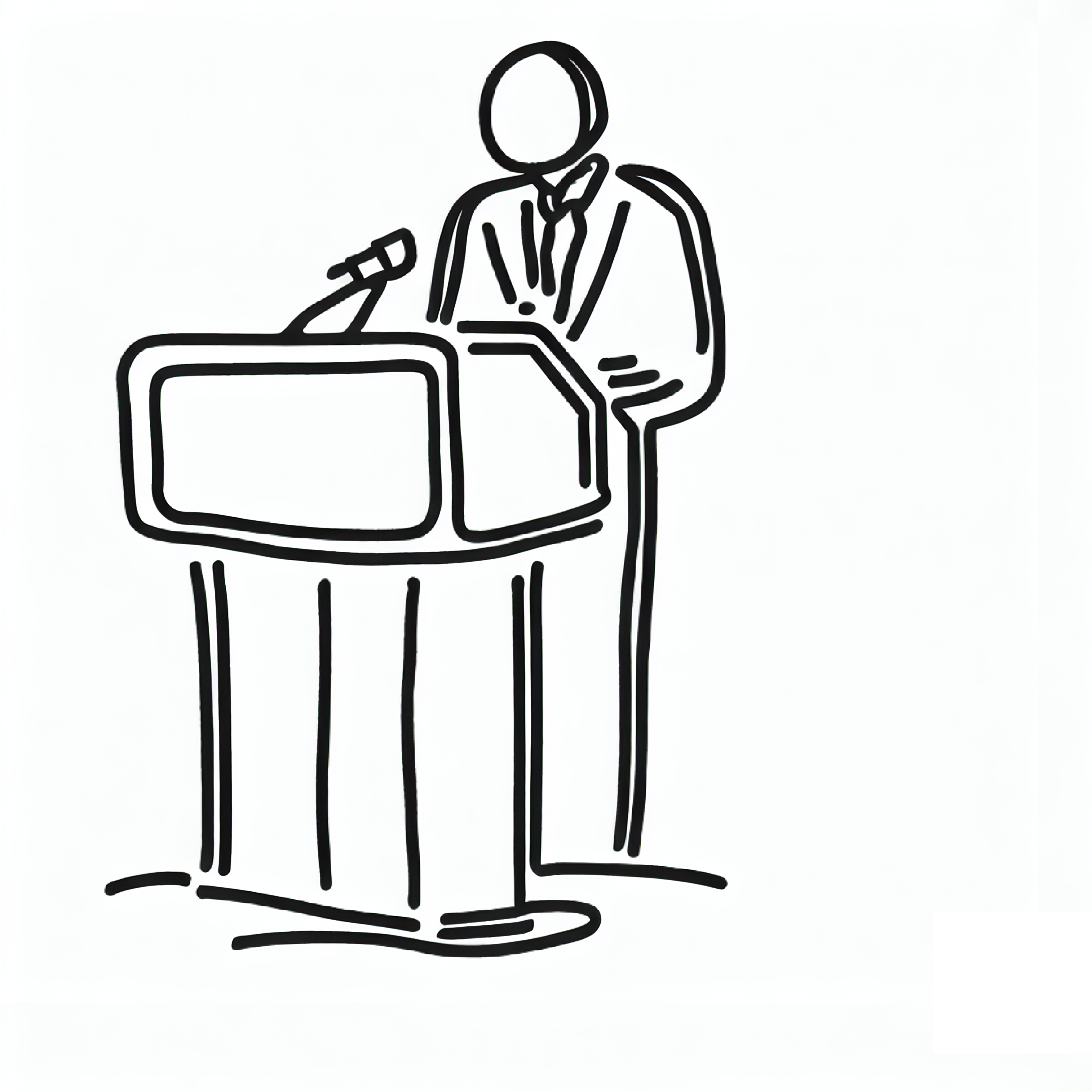 Line drawing of a person making a speech