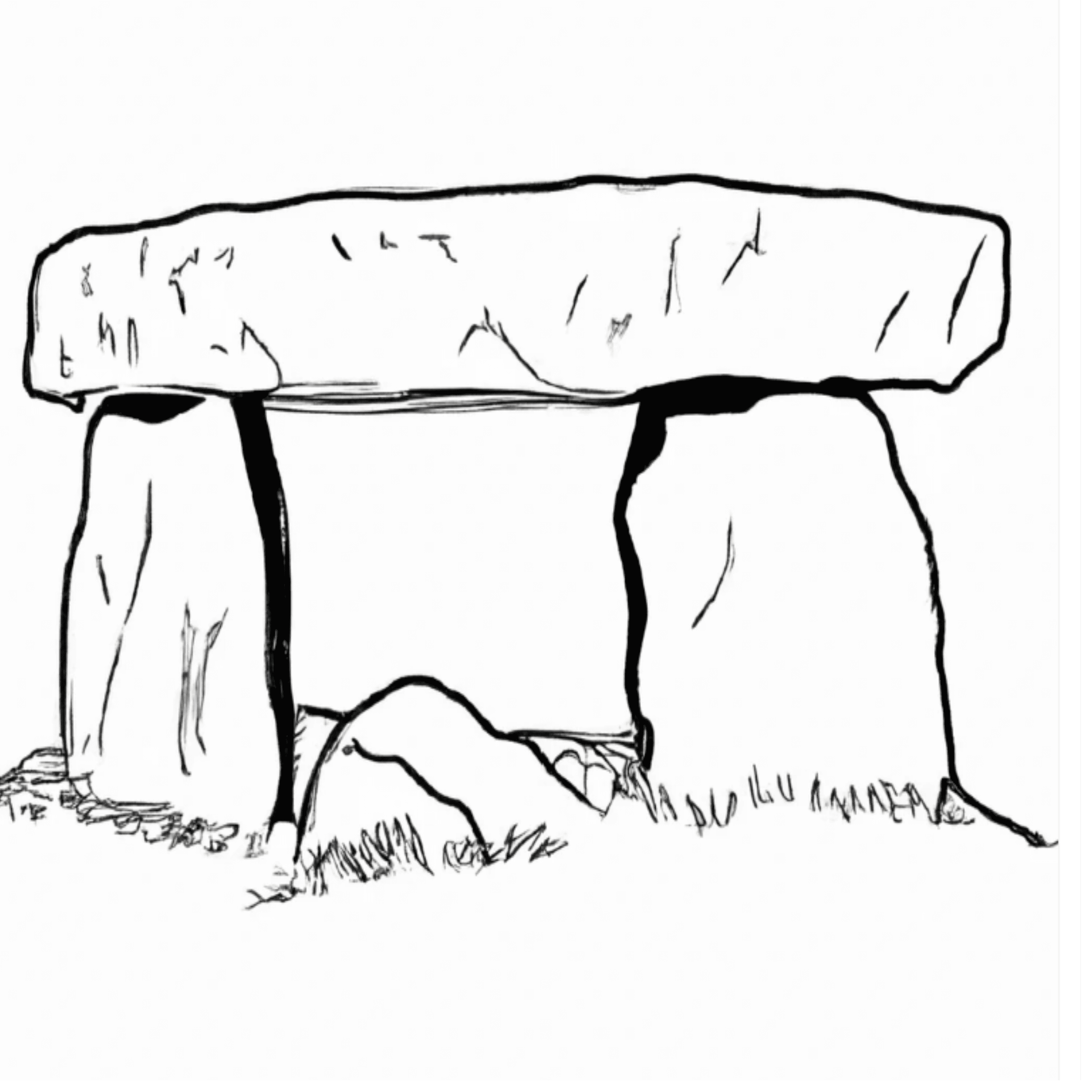 Line drawing of a dolmen