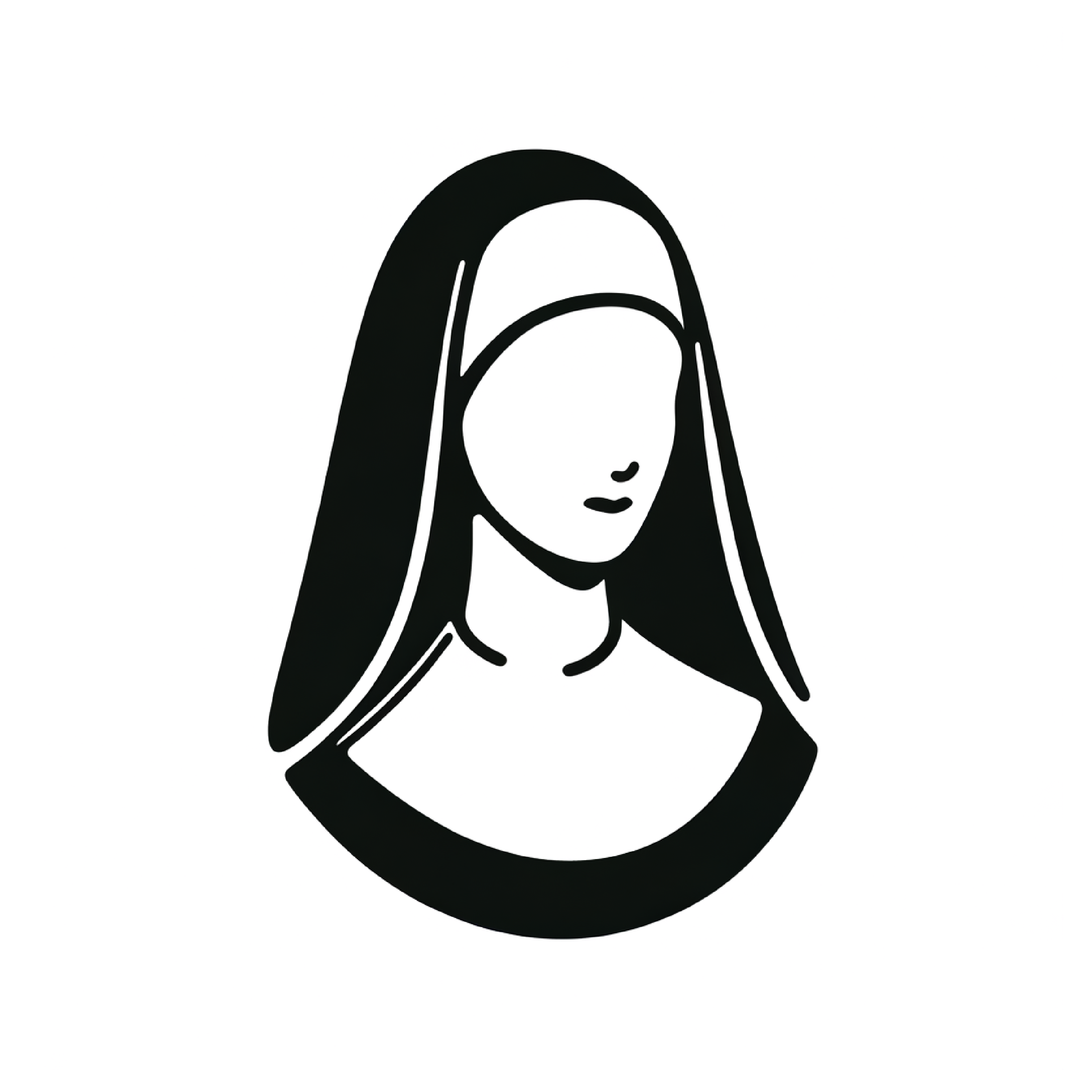 Line drawing of a nun
