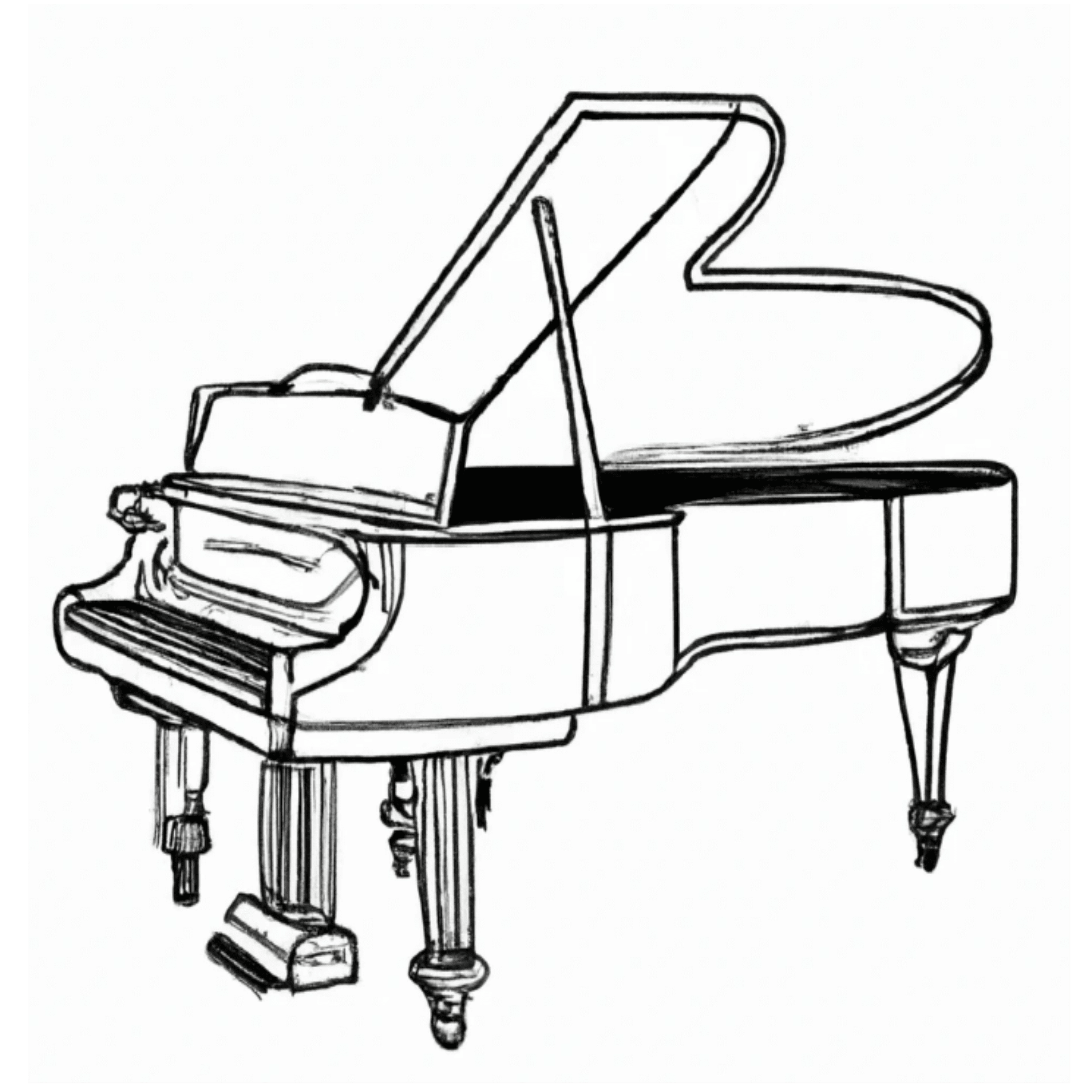 Line drawing of a grand piano